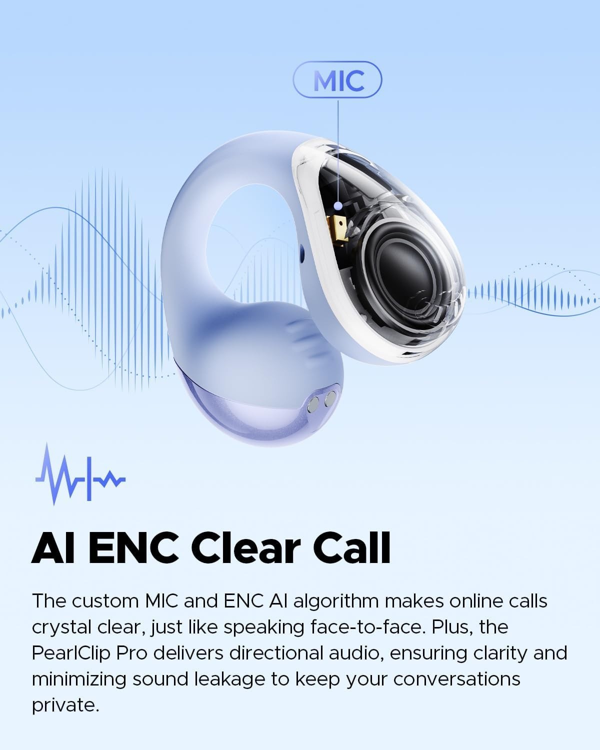 New Soundpeats Pearl Clip Pro Bluetooth 6.0 with Mic, IPX5 Waterproof Headphones
