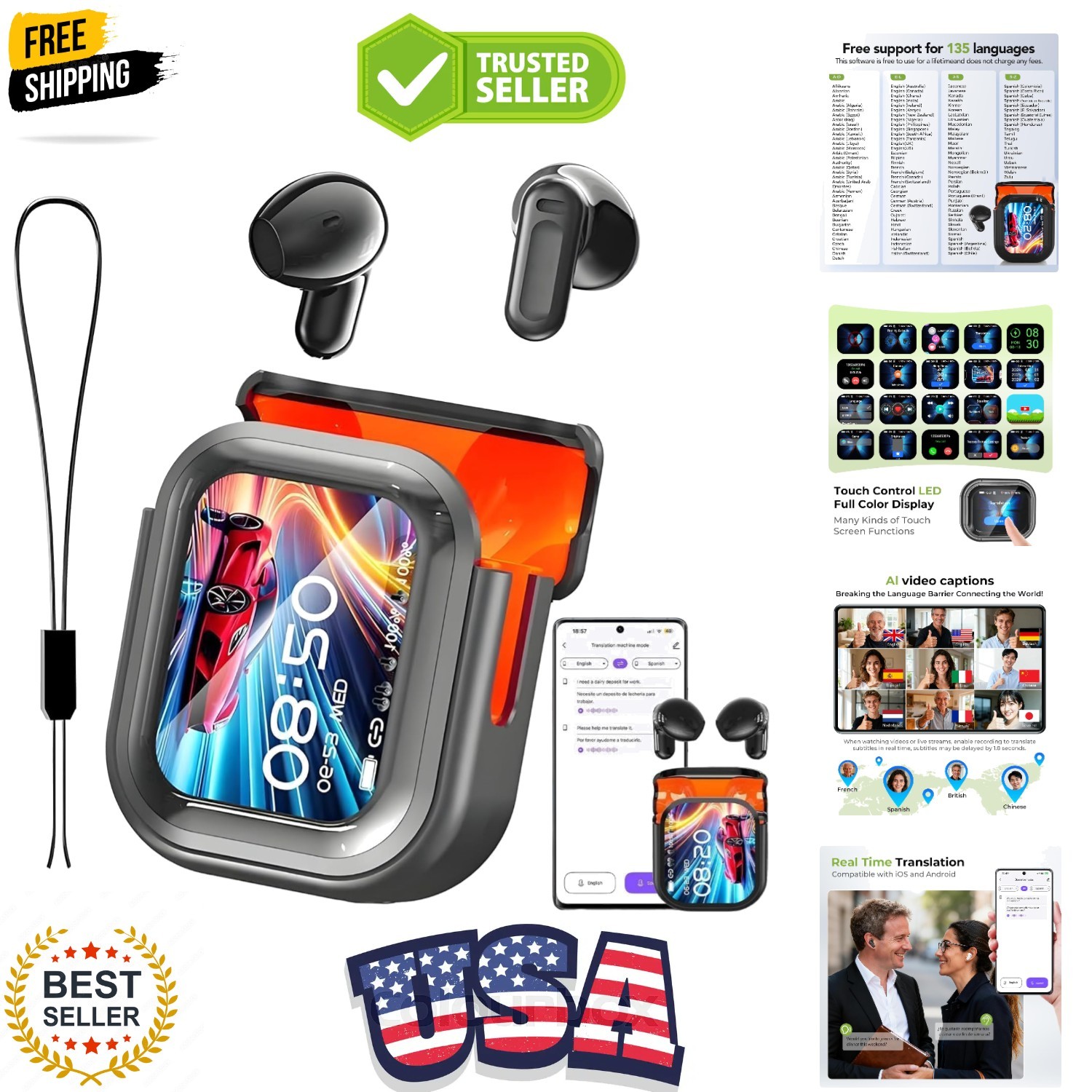 NE20 Earbuds, 2025 New NE20 AI Translation Earbuds in Real Time, Language Tra…