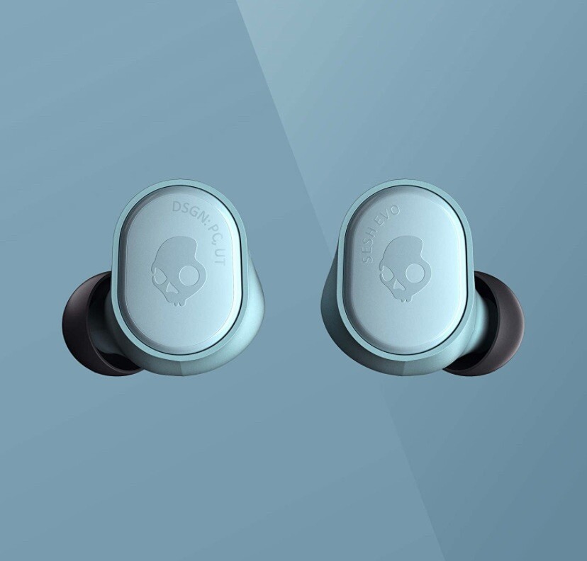Skullcandy Sesh Evo True Wireless Earbuds via Bluetooth IP55 Sweat,Bleached Blue
