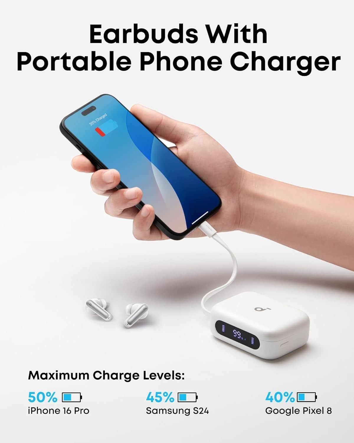 Soundcore P41i by Anker, Adaptive Noise Cancelling Earbuds with Portable Charger