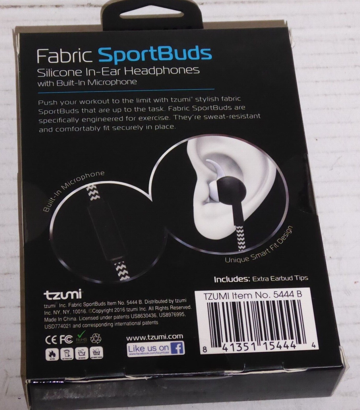 Tzumi Fabric Sportbuds Silicone In-Ear Headphones Smart Fit Design NEW
