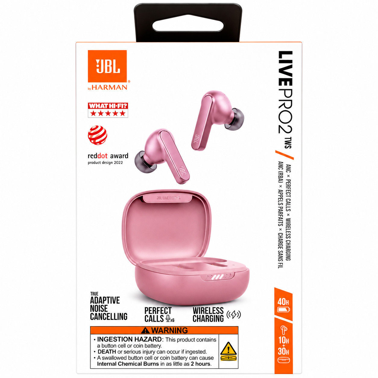 JBL Harman Live Pro2 TWS Wireless Bluetooth Adaptive Noise Cancelling -Rose Pink