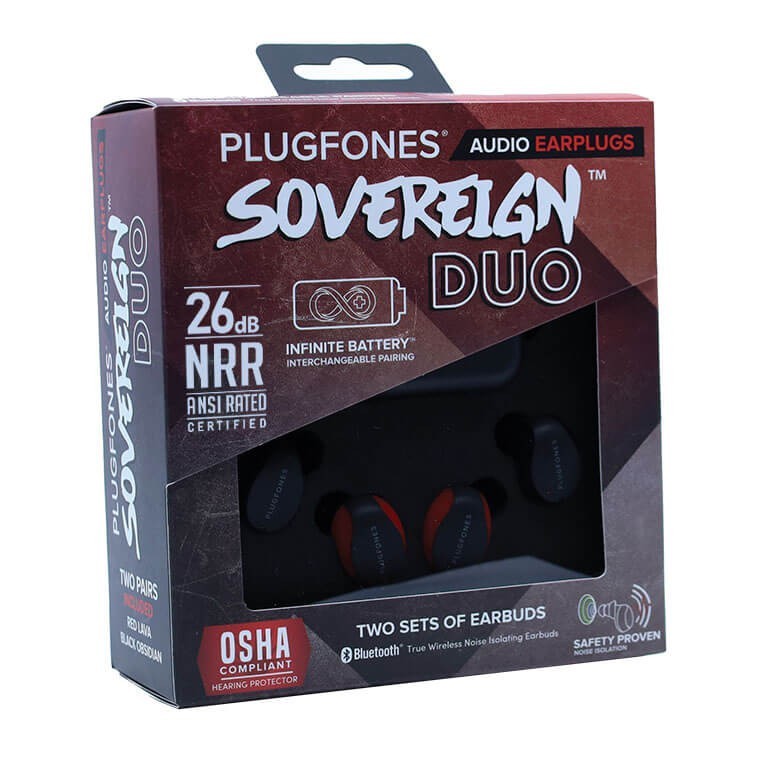 Plugfones Sovereign Duo True Wireless Bluetooth Earplugs with Earphones OSHA