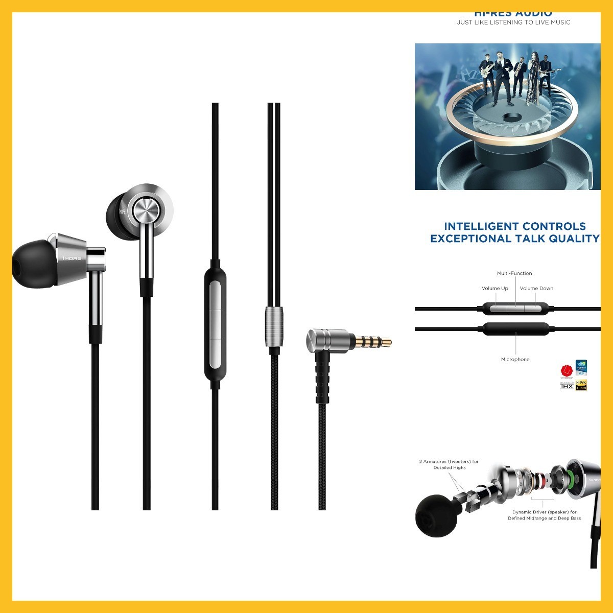 1MORE Triple Driver in-Ear Earphones Hi-Res Headphones with High Resolution, Bas
