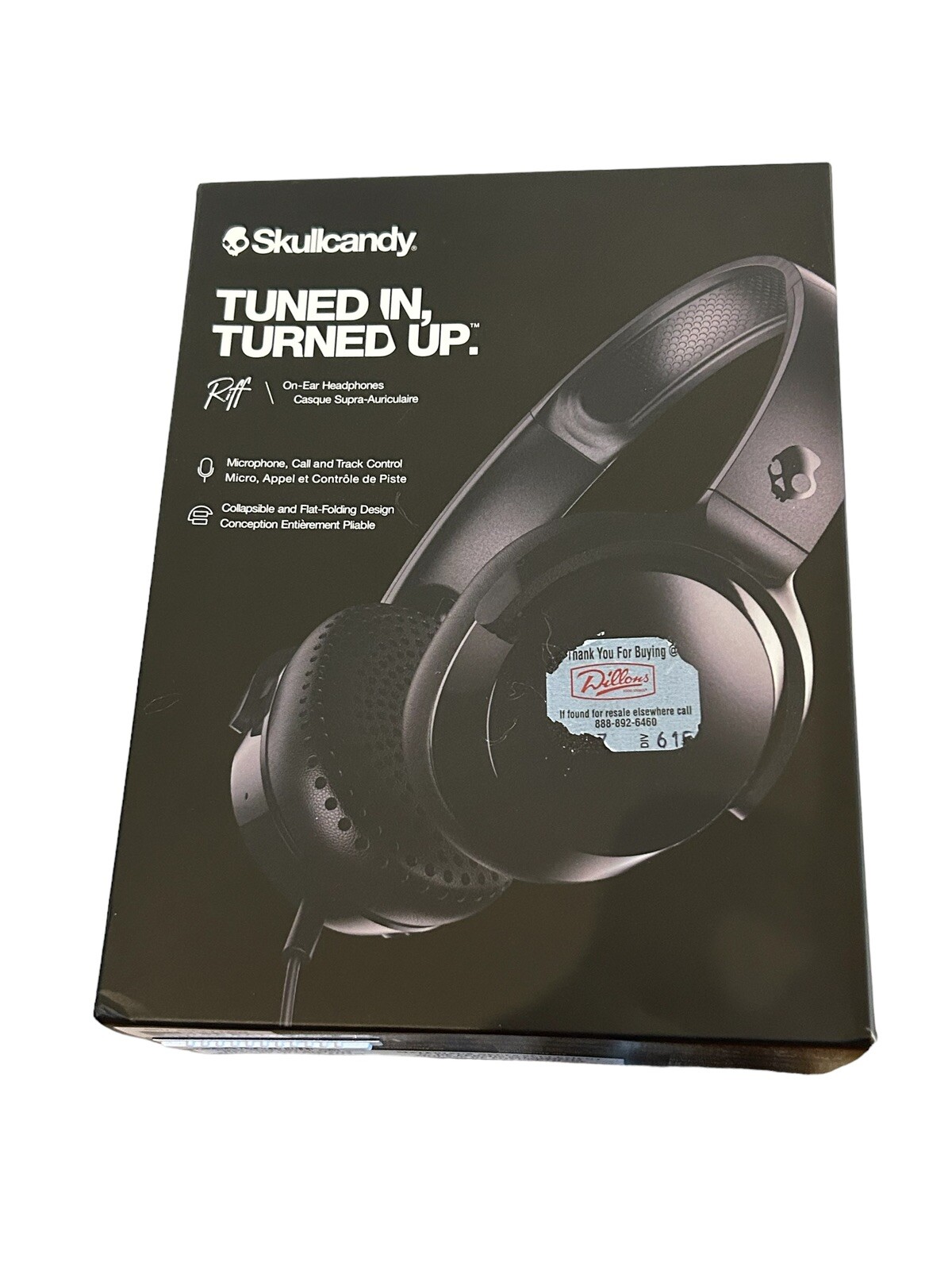 Skullcandy Riff Wired On-Ear Headphones (S5PXW-L003) – Black – New, box
