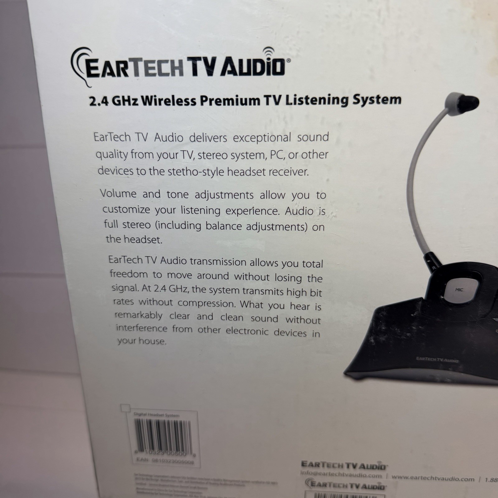 Eartech TV Audio 2.4 GHz Wireless Premium TV Listening System with Headset
