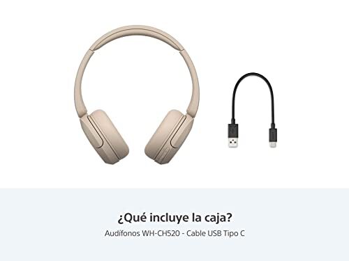 Sony WH CH520 Bluetooth Headphones 50 Hours Battery Noise Cancelling Beige