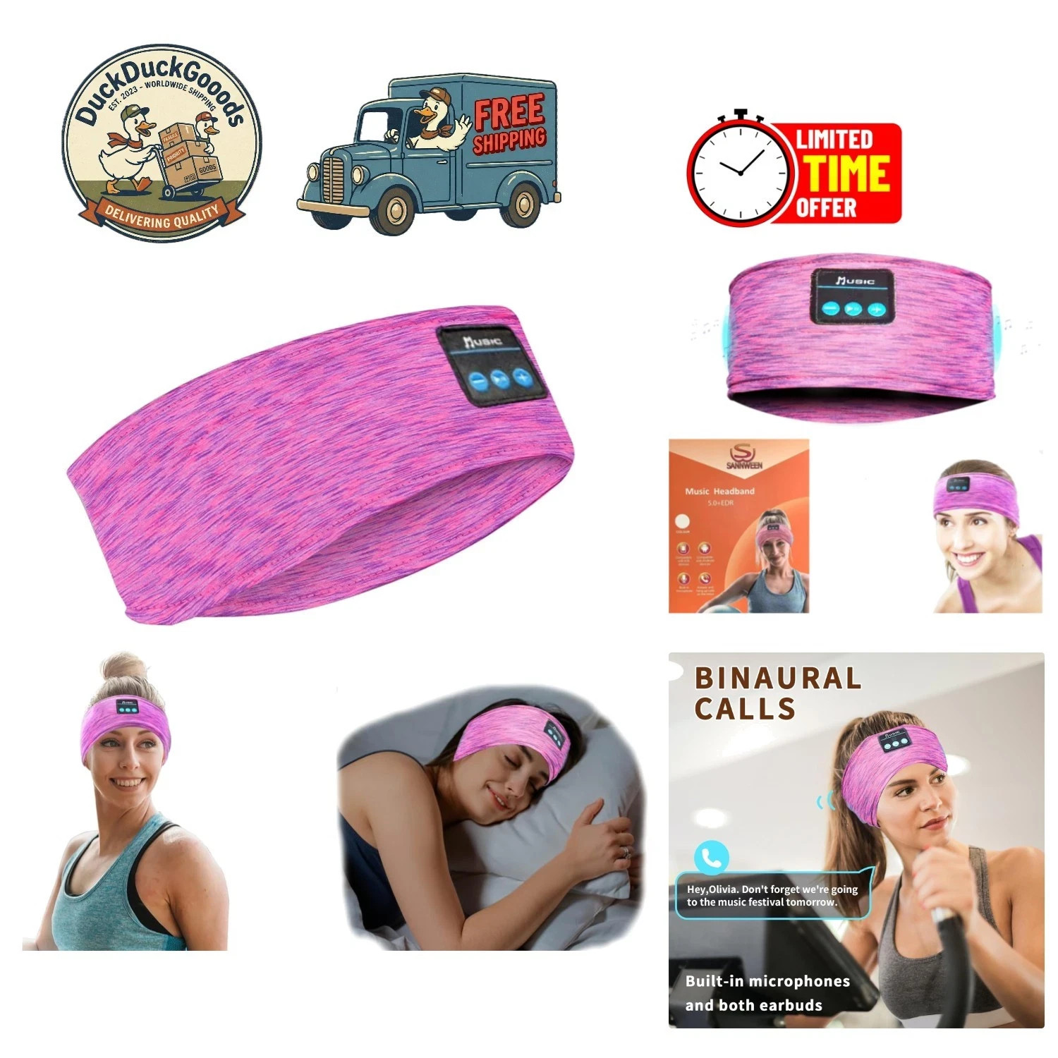 Adjustable Bluetooth Headband Sleep Headphones – HIFI Sound & Noise Cancelling