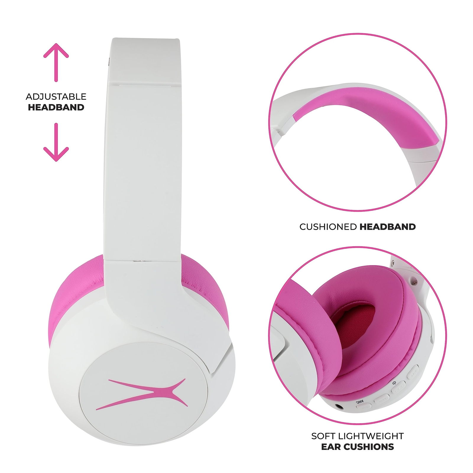 Altec Lansing Kid Safe Noise Cancelling Wireless Headphones 15H Battery, 85dB