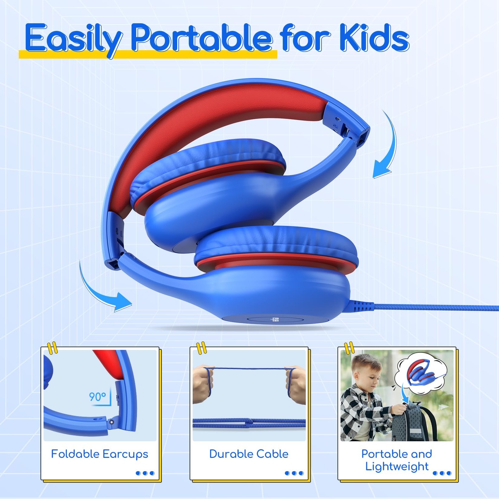 EarFun Kids Headphones Wired with Microphone 85/94dB Volume Limit Headphones for