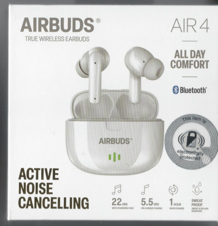 Air4 Airbuds True Wireless Active Noise Cancelling Wireless Earbuds #WL12940 NEW