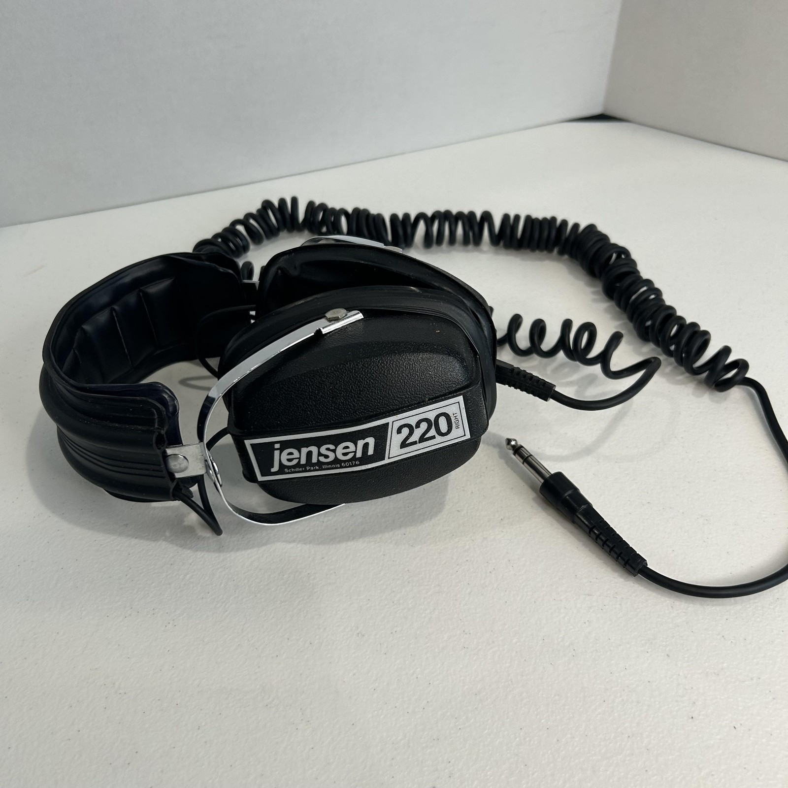 Vintage Jensen 220 Over Ear Headphones Black Stereo 3.5mm Coiled Cable Studio