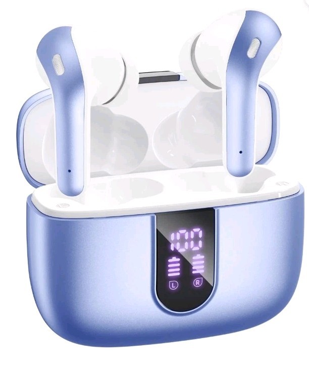 NIB X8 Bluetooth 5.4 Wireless Earbuds Blue, Touch Control, Dual Display, IP7