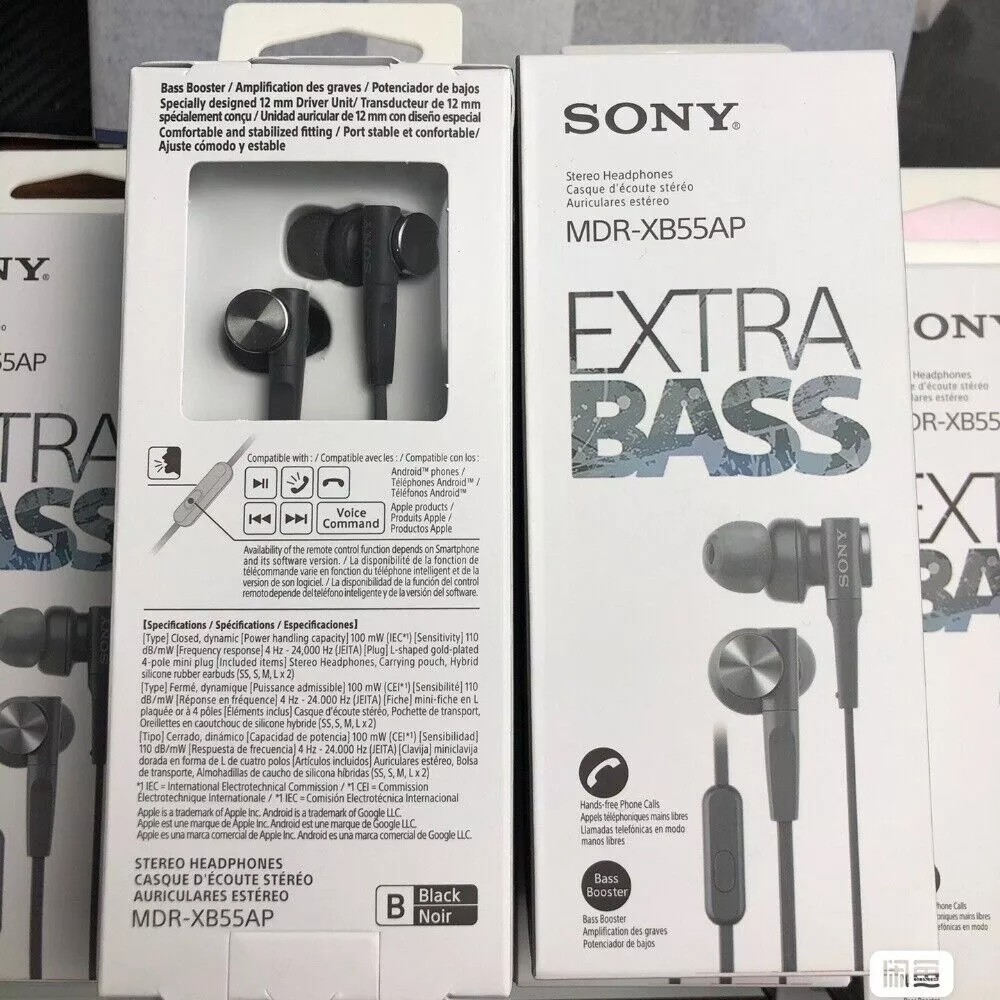 SONY MDR-XB55AP Bass Booster In-Ear Wired Headphones In-line Remote Mic 2 Colors