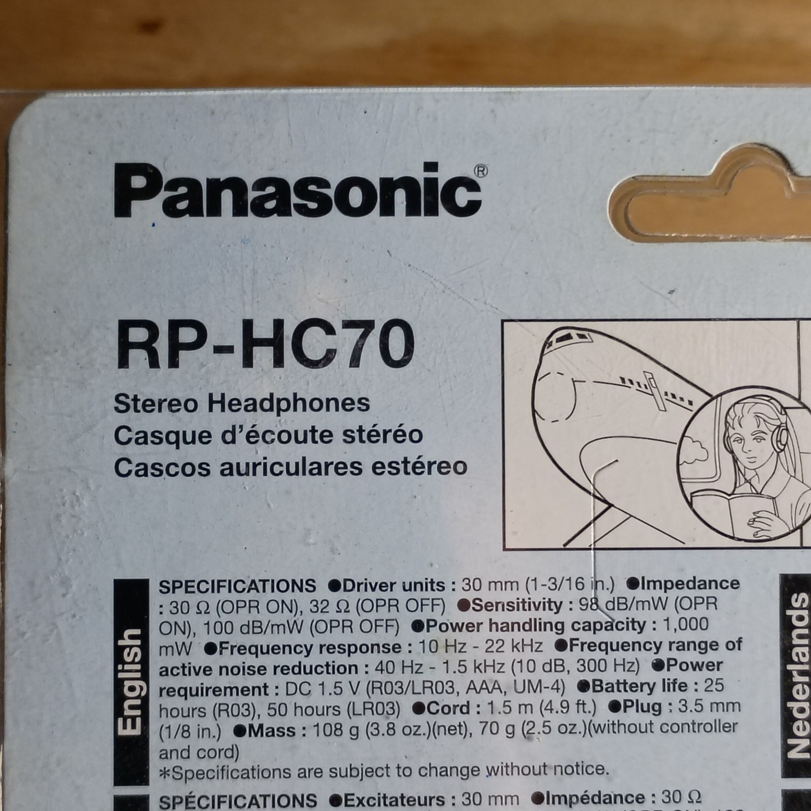 Panasonic RP-HC70 Noise Canceling Stereo Headphones Foldable Travel XBS New NOS