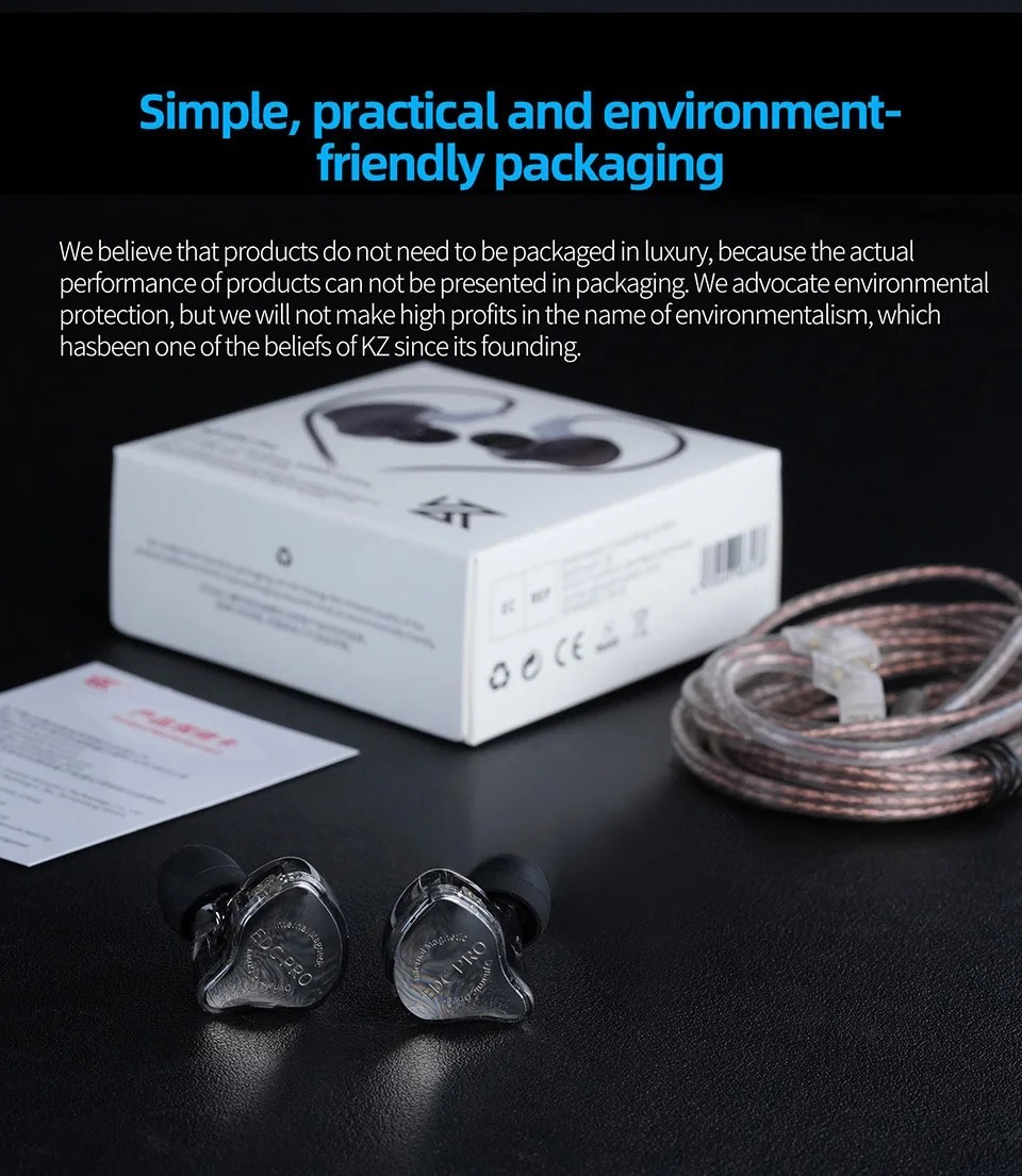 KZ EDC Pro Wired Music IEM Earbuds HiFi Bass Earphones w/Mic Detachable 3.5mm