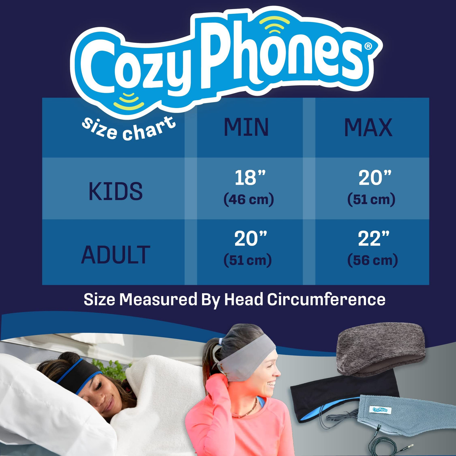CozyPhones Sleep Headphones – Over Ear from Ultra One-Size, Blue