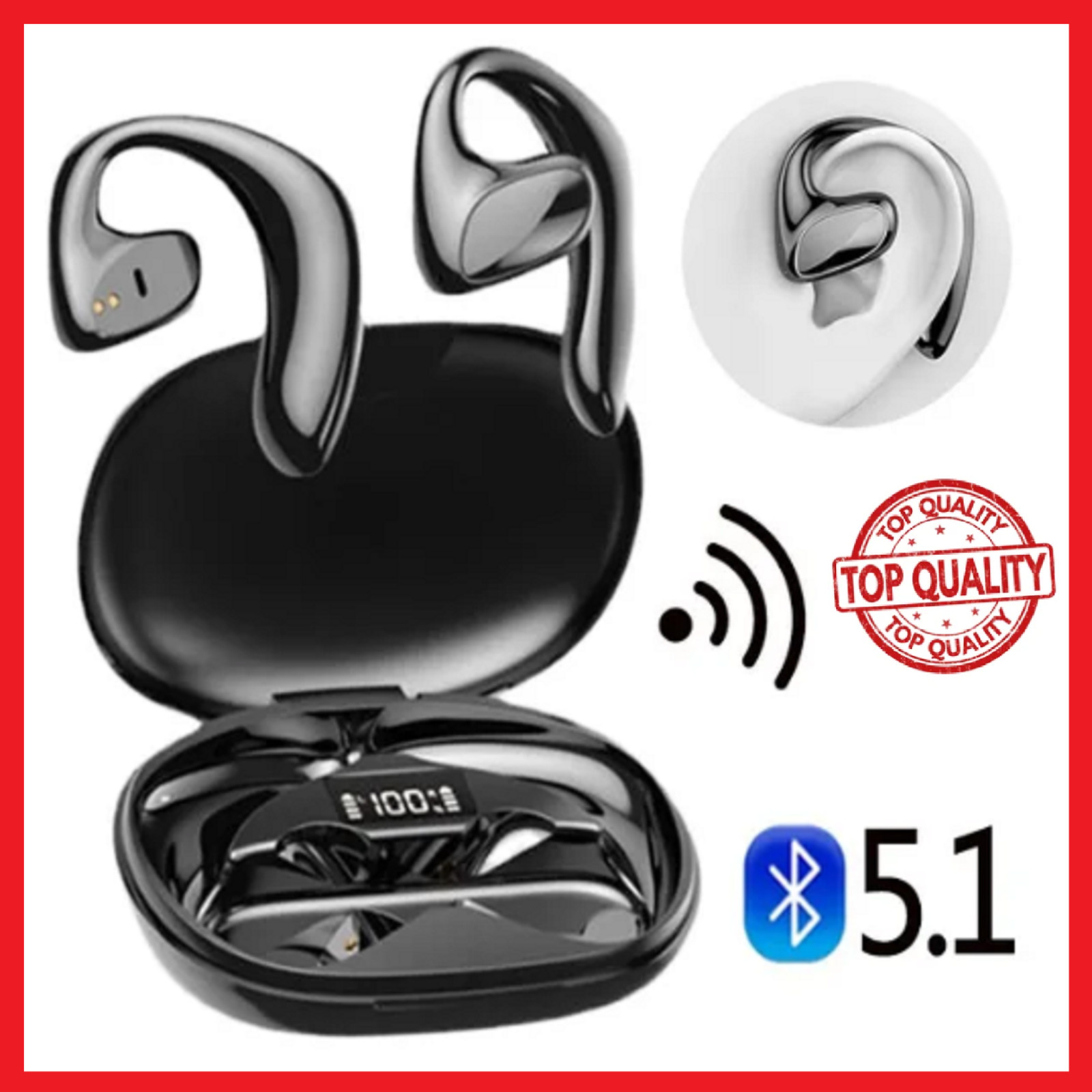 CUFFIE A CONDUZIONE OSSEA AURICOLARI SPORT BLUETOOTH 5.1 WIRELESS STEREO TWS