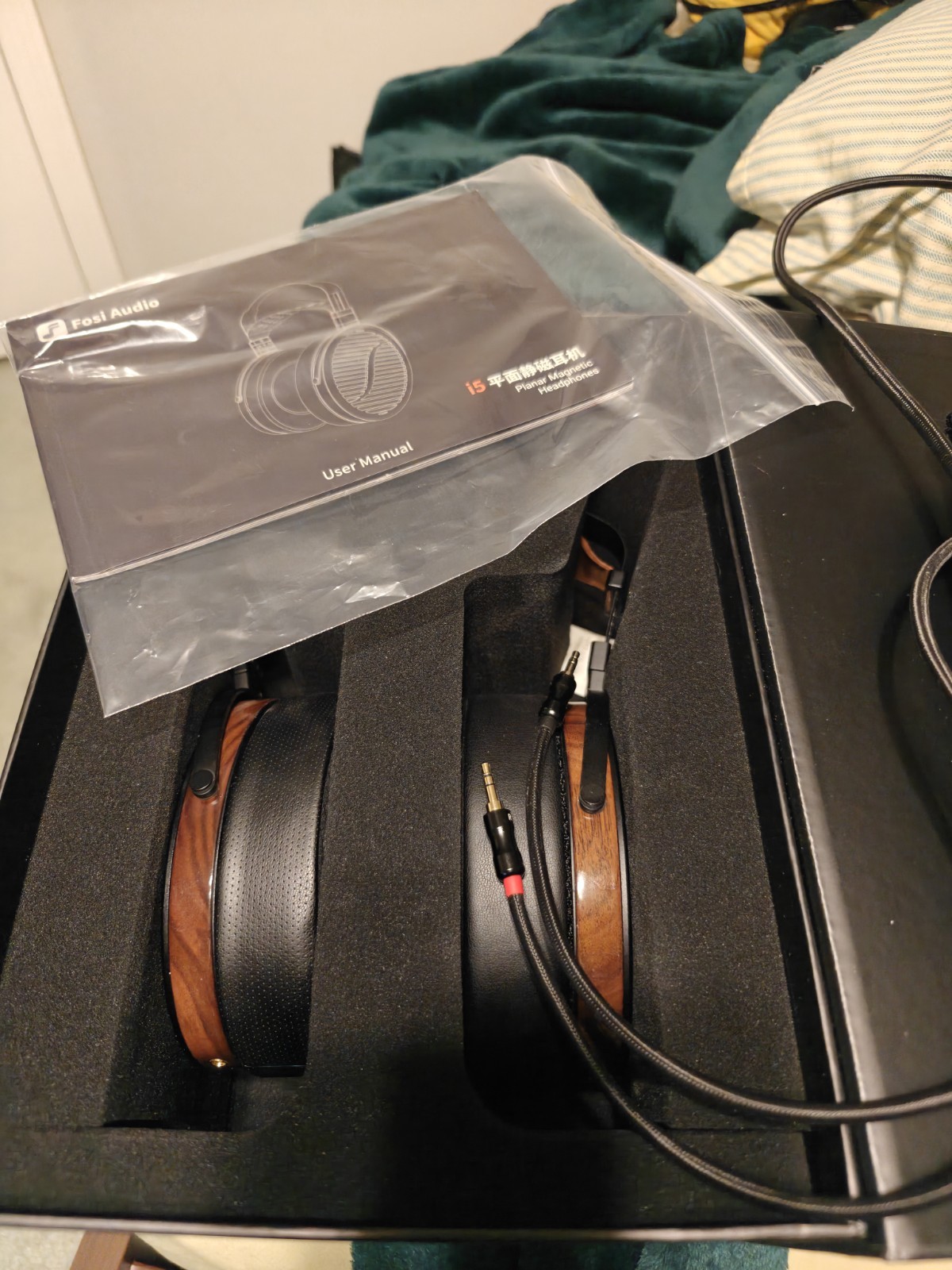 Fosi Audio i5 Open-Back Planar Magnetic Headphones Metal & Walnut Wood