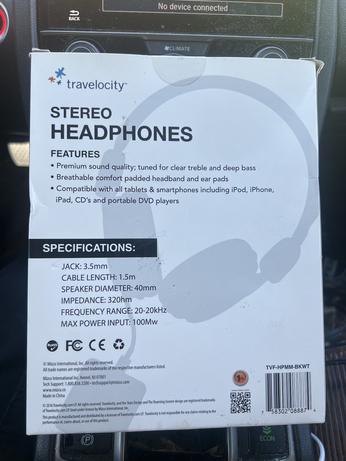 Travelocity Padded Stereo Headphones Wired Premium Sound Quality -Black