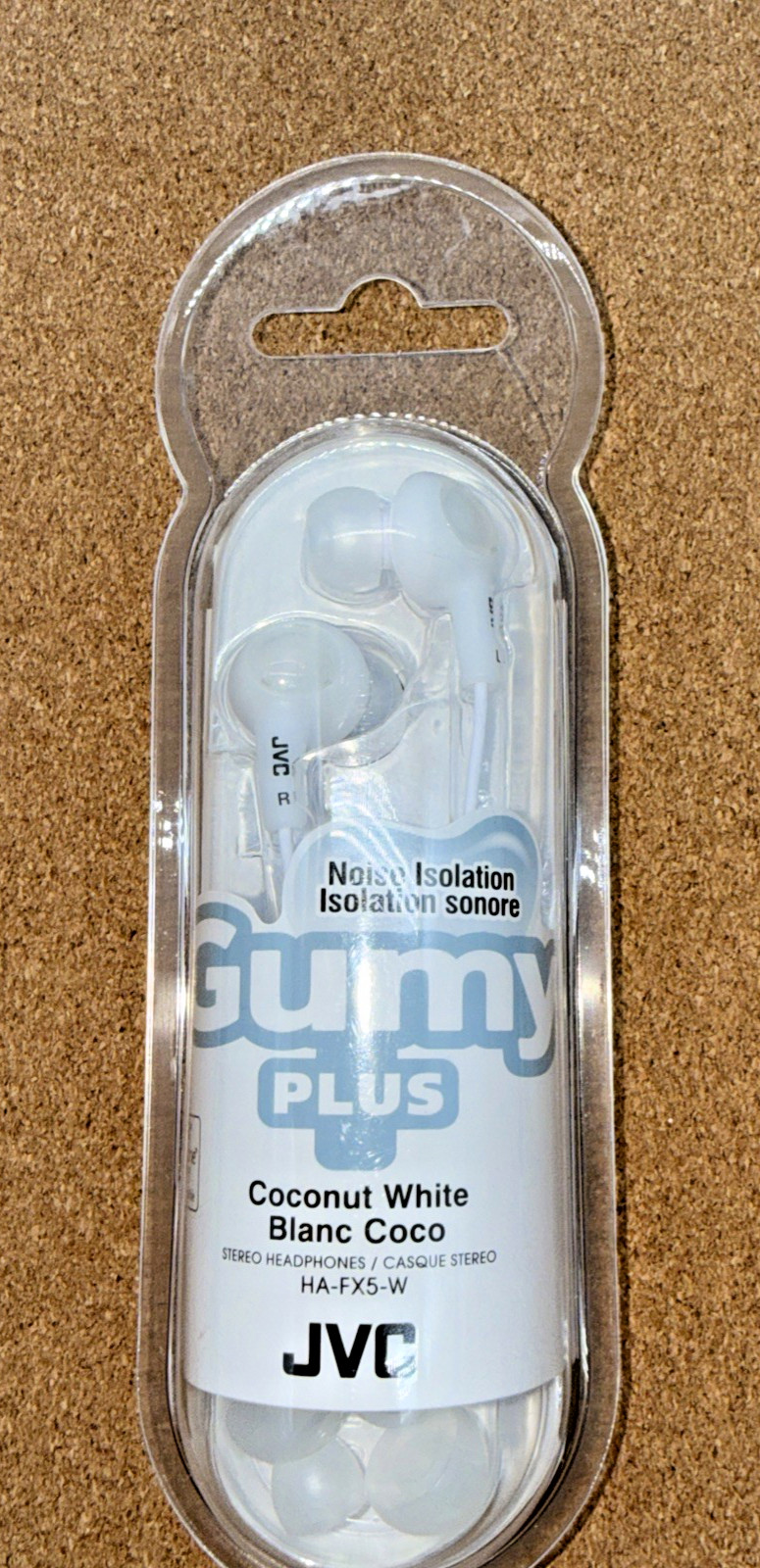 JVC Gumy Plus White Noise Isolation Stereo Earbuds 10-20000Hz Comfortable Light