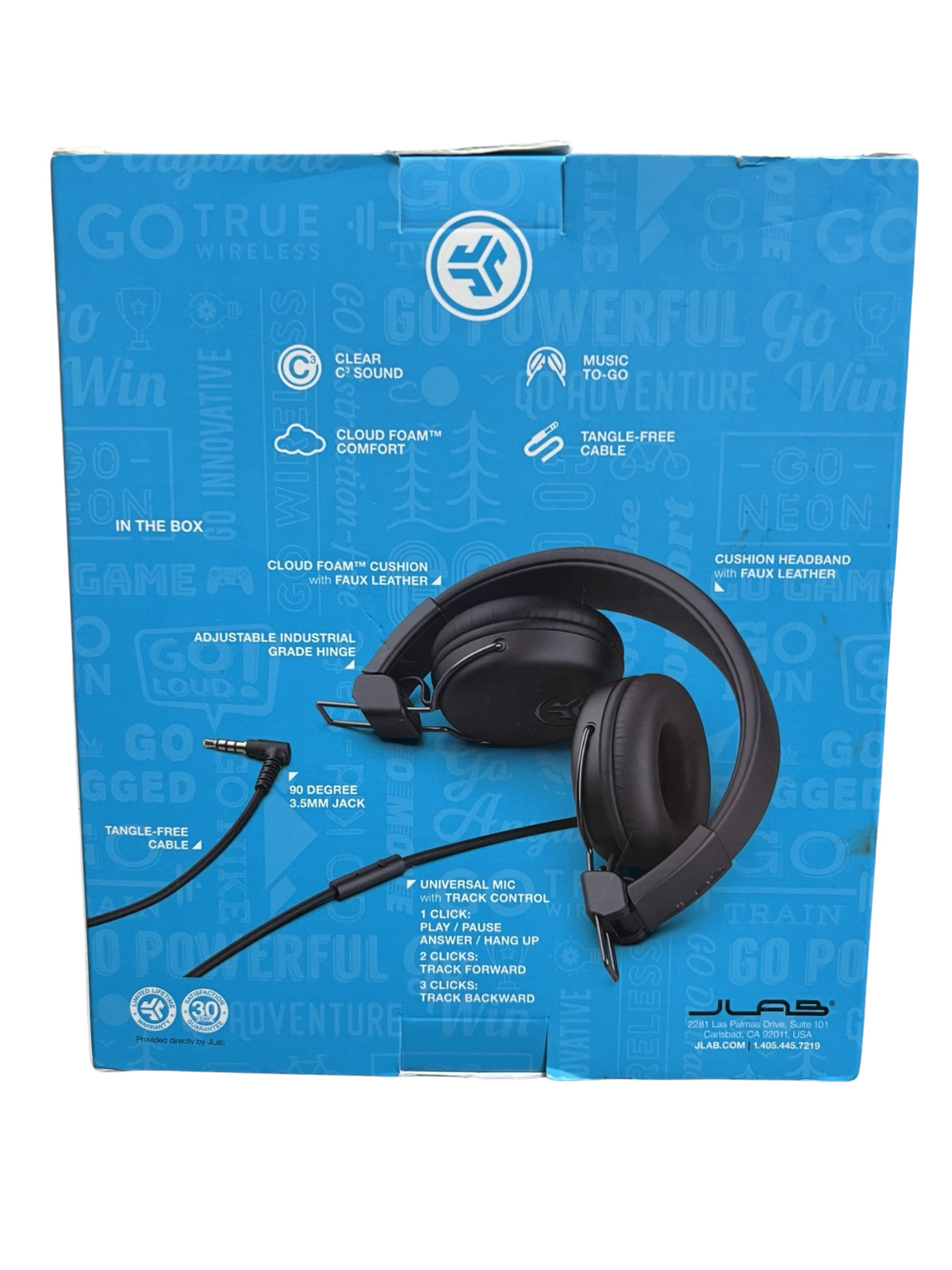 Jlab Studio On-Ear Headphones Tangle-free Cable Cloud Foam, Comfort and C3 Sound