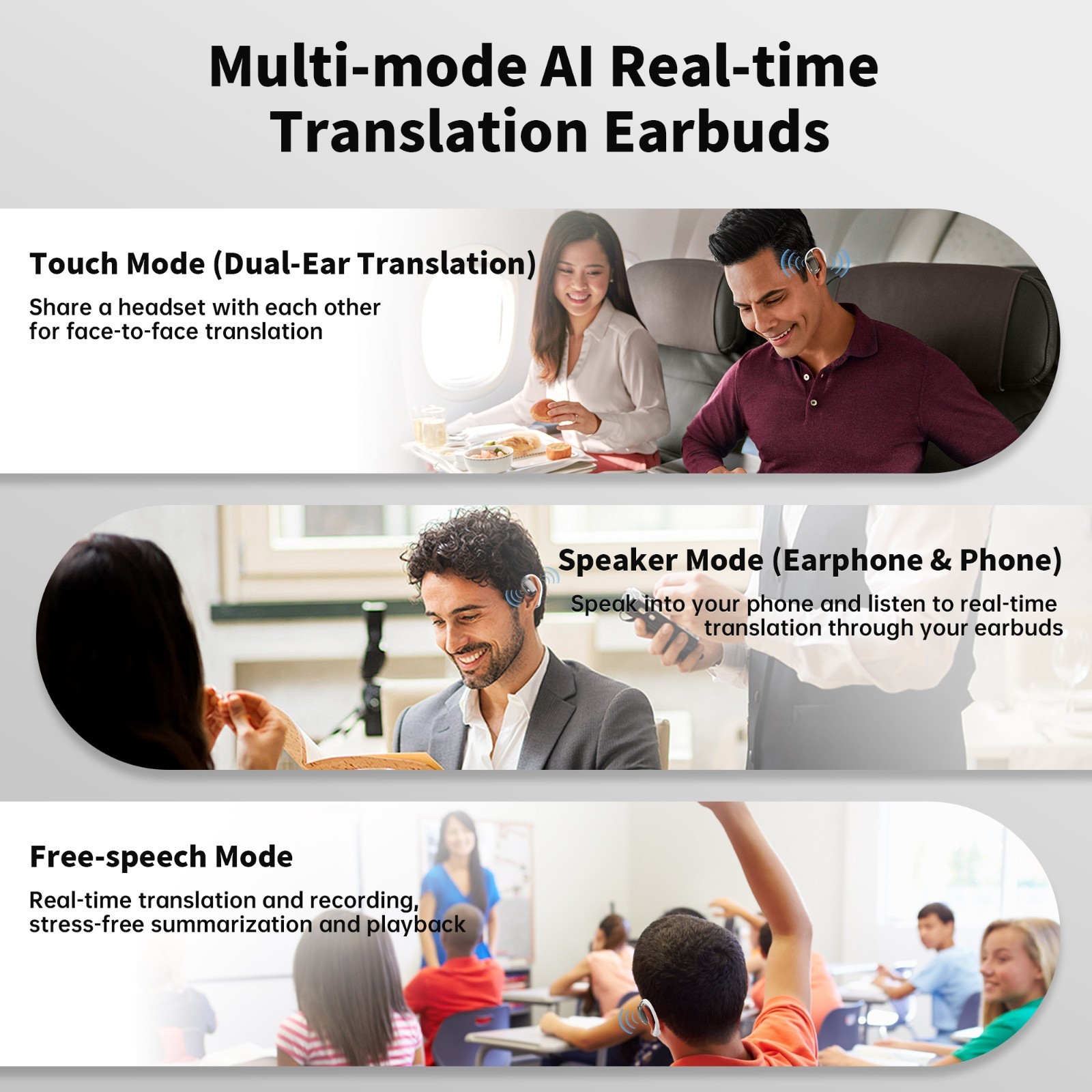 Real Time AI Translator Earbuds | 144 Language Translation Headphones for Travel