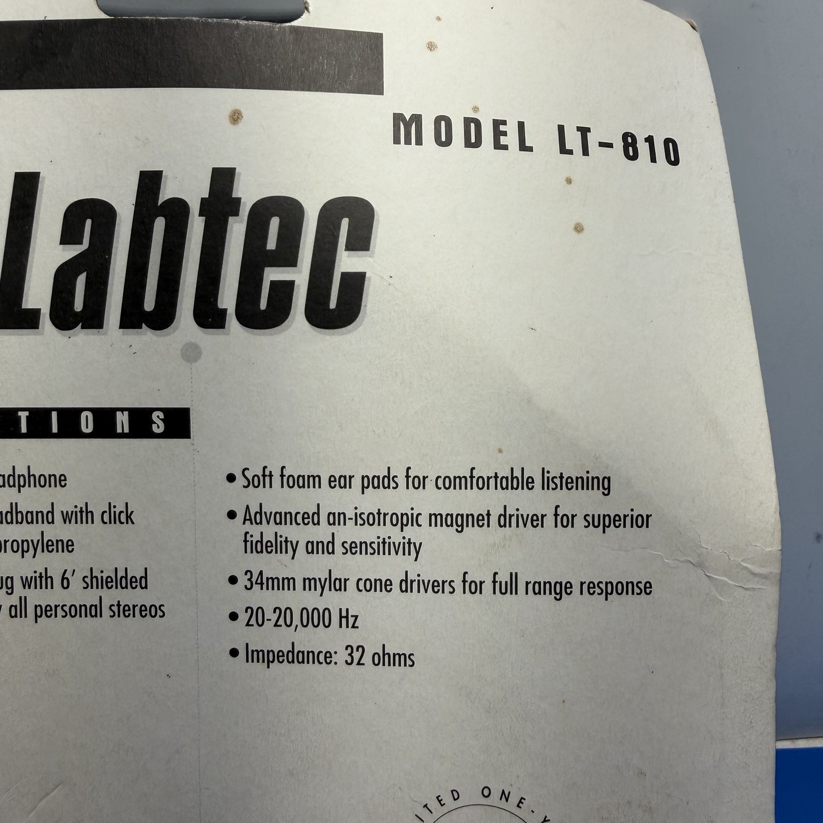 Vintage Labtec LT-810 Stereo Headphones NEW Sealed Old School