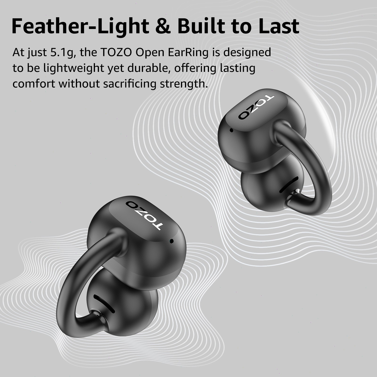 TOZO True Open Ear Clip Wireless Earbuds Bluetooth Headphone Lightweight Comfort