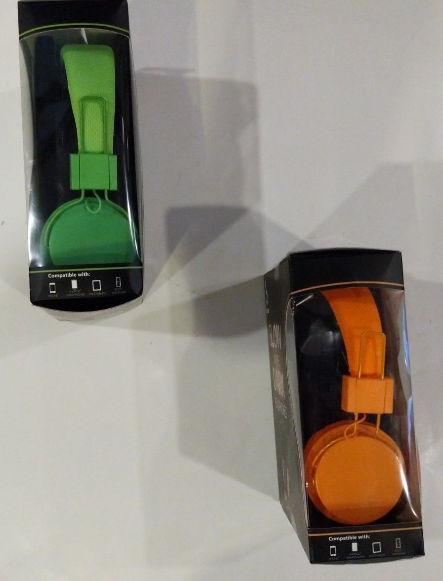 “GLOW IN THE DARK” Headphones FOLDABLE Ear Cups Built-In Mic Choice Of 5 Colors