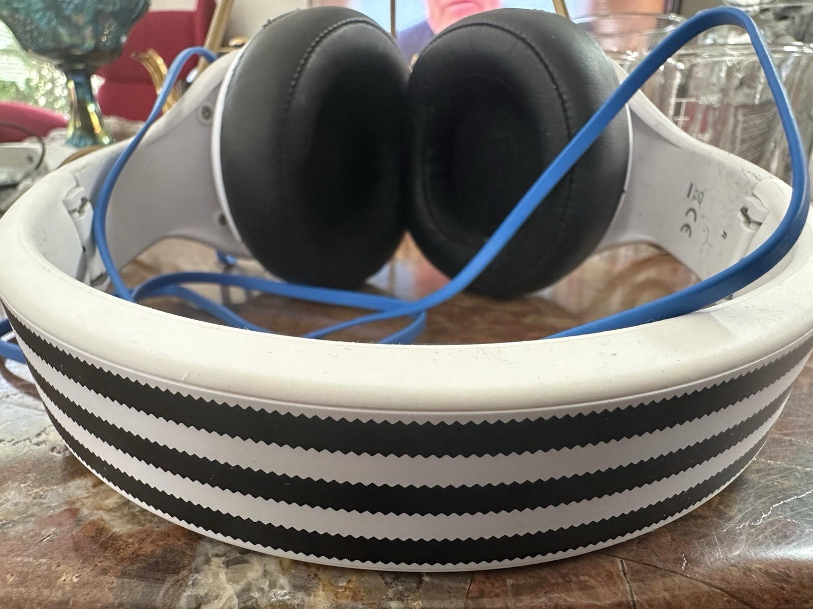 Adidas Over-Ear Wired Headphones (White/Black – Blue Cable)