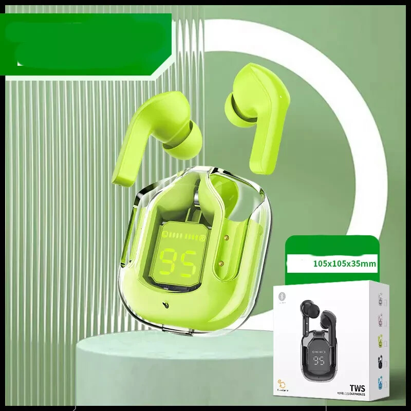 8 Packs Transparent Earphones LED Digital Display Wireless Bluetooth Stereo