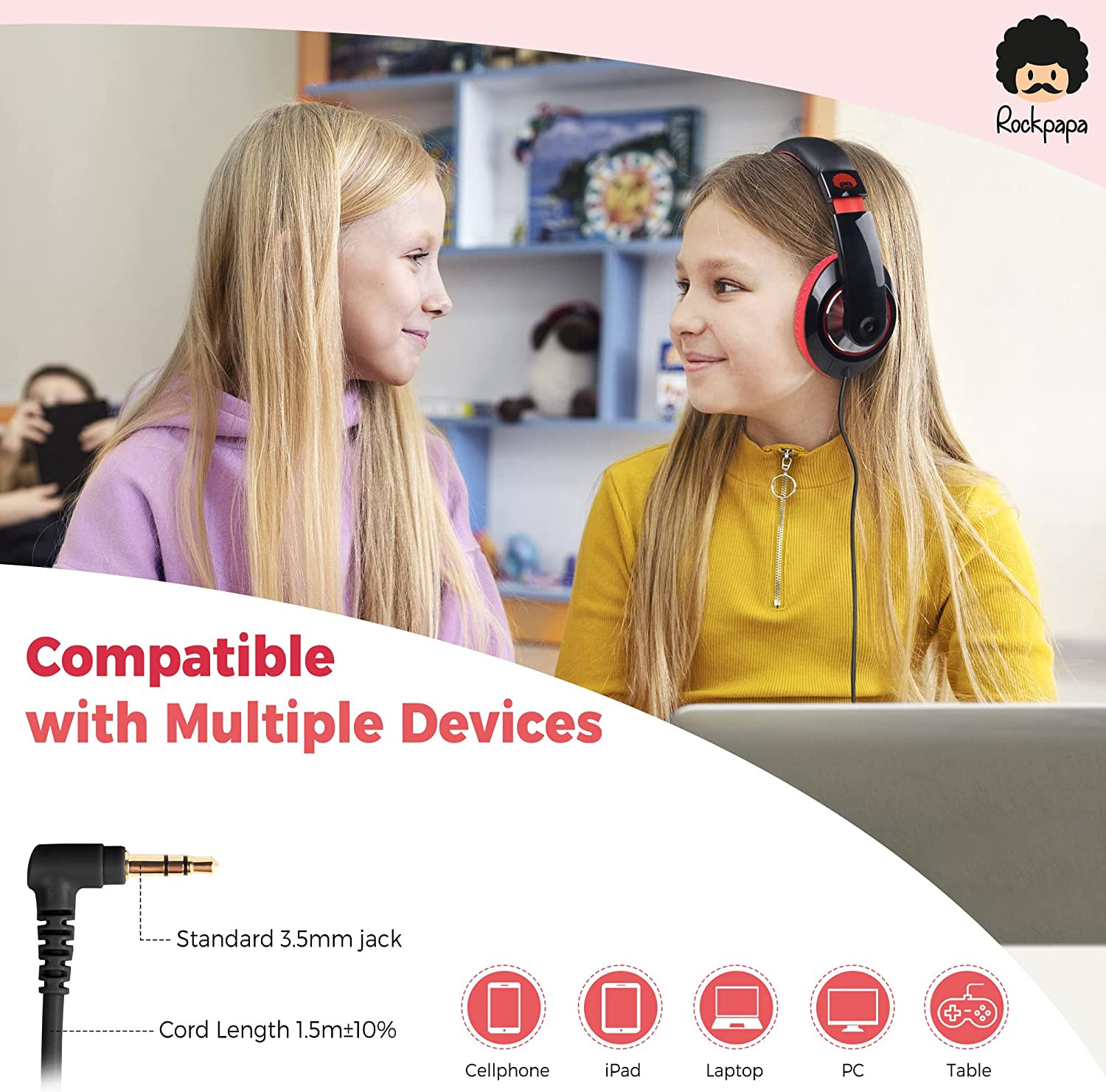 Comfort Kids Headphones for School, Lightweight Childrens Boys Girls Teens Over-