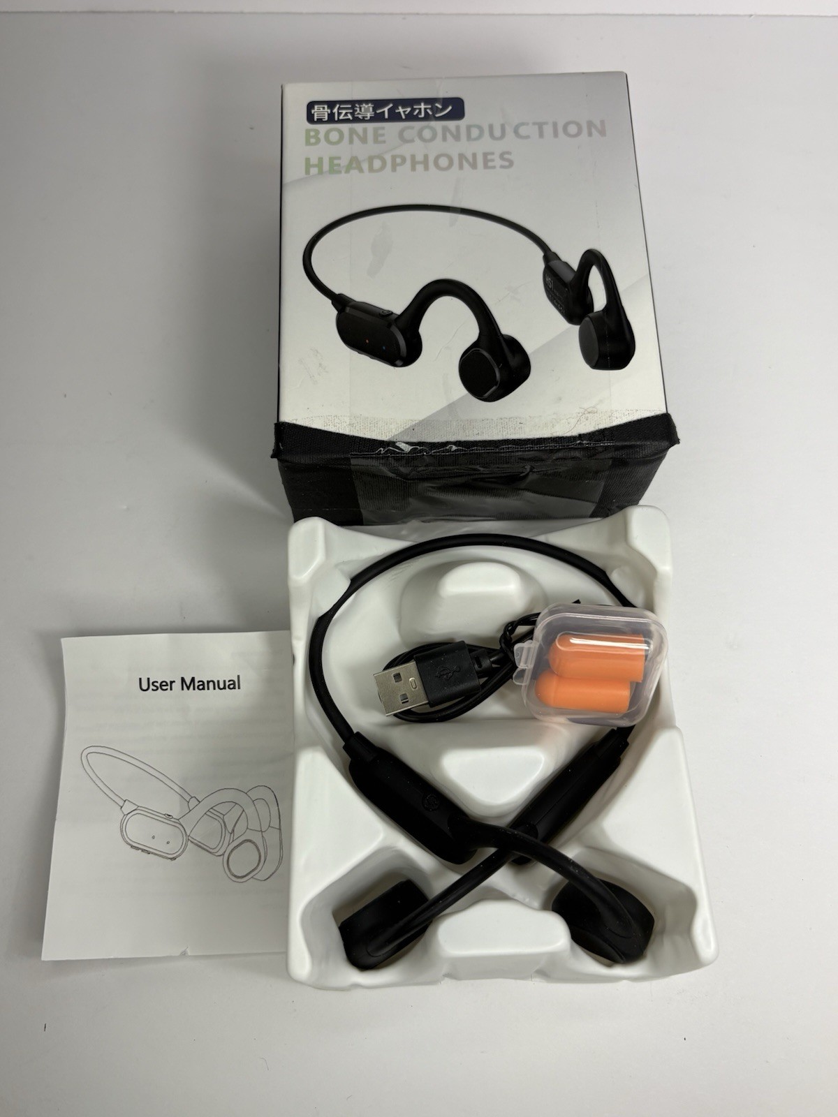 Gelecek hs1 Bone Conduction Neckband Headphones, USB, Black, Double Earpiece