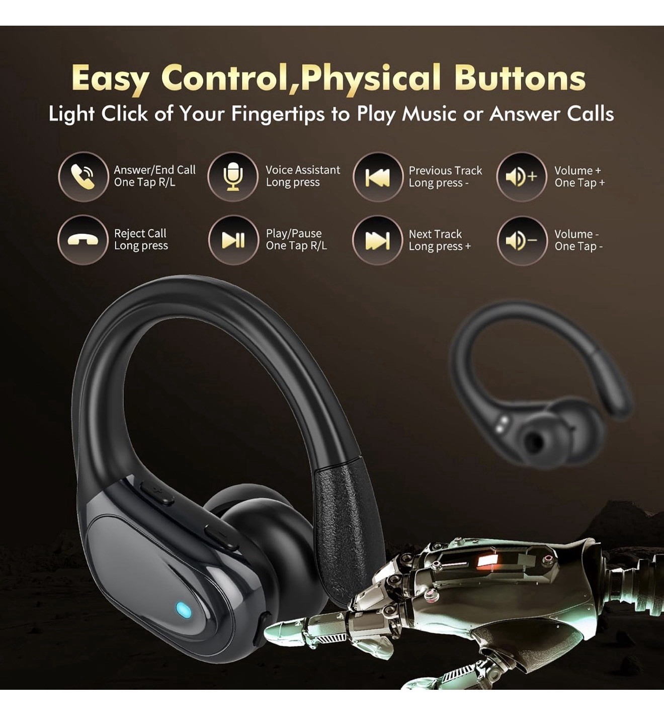 Wireless Earbuds, Sports Headphones, 80Hrs Playtime Buds with LED Power Display