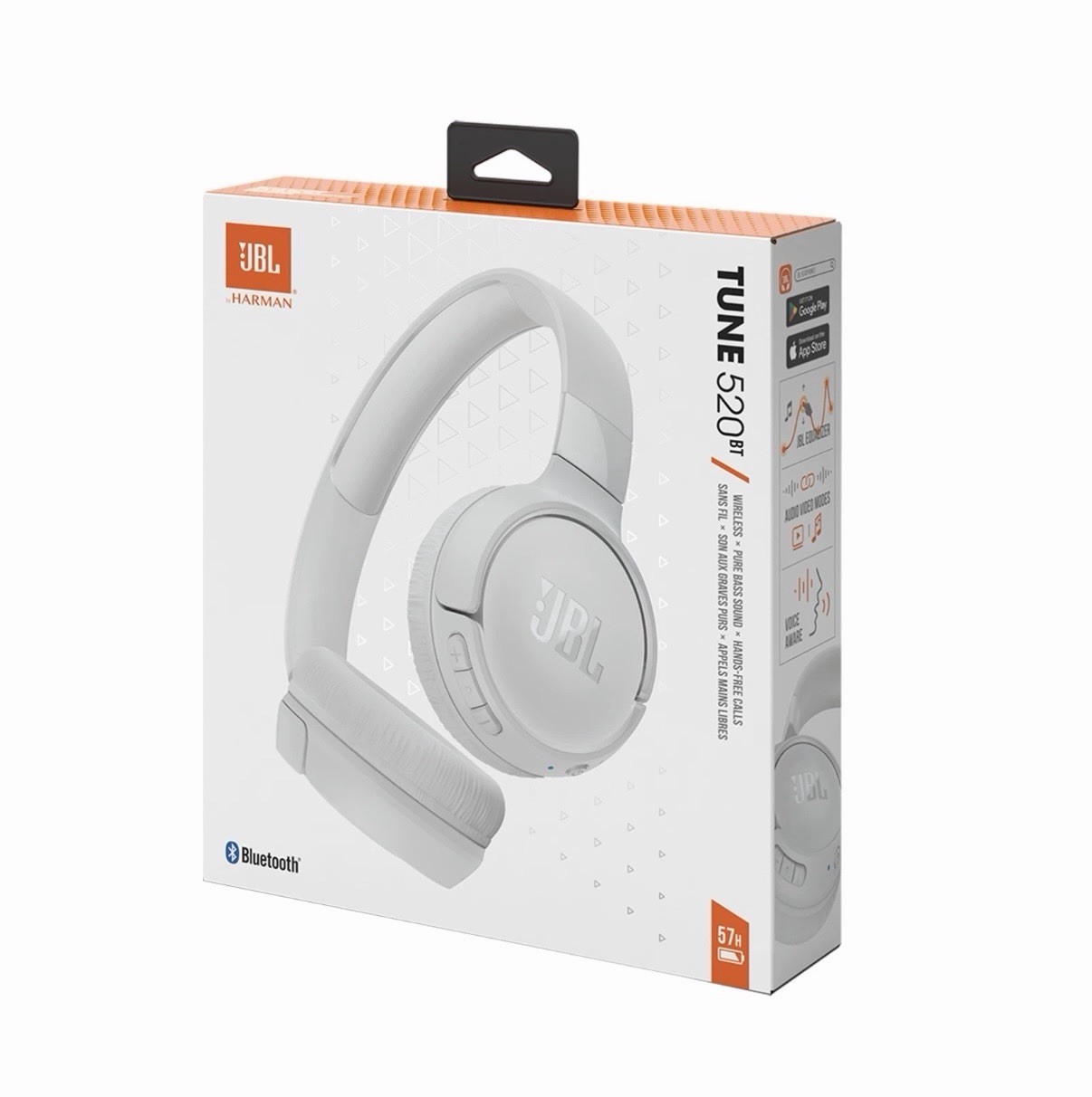 JBL Tune 520BT Pure Bass Wireless Bluetooth Headphones (White) | New, Sealed