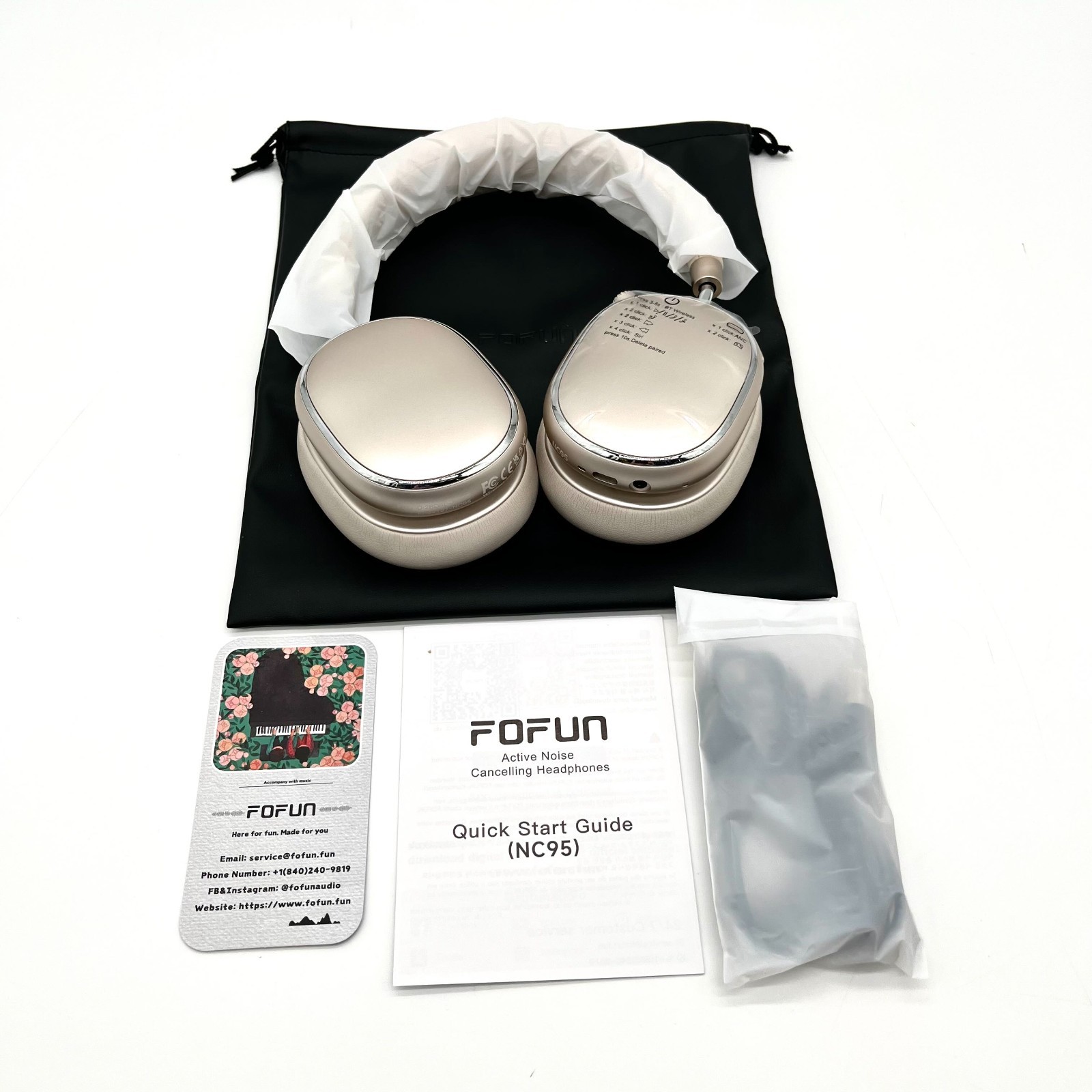 FOFUN NC95 Starlight Hybrid Wireless Noise Cancelling Over The Ear Headphones