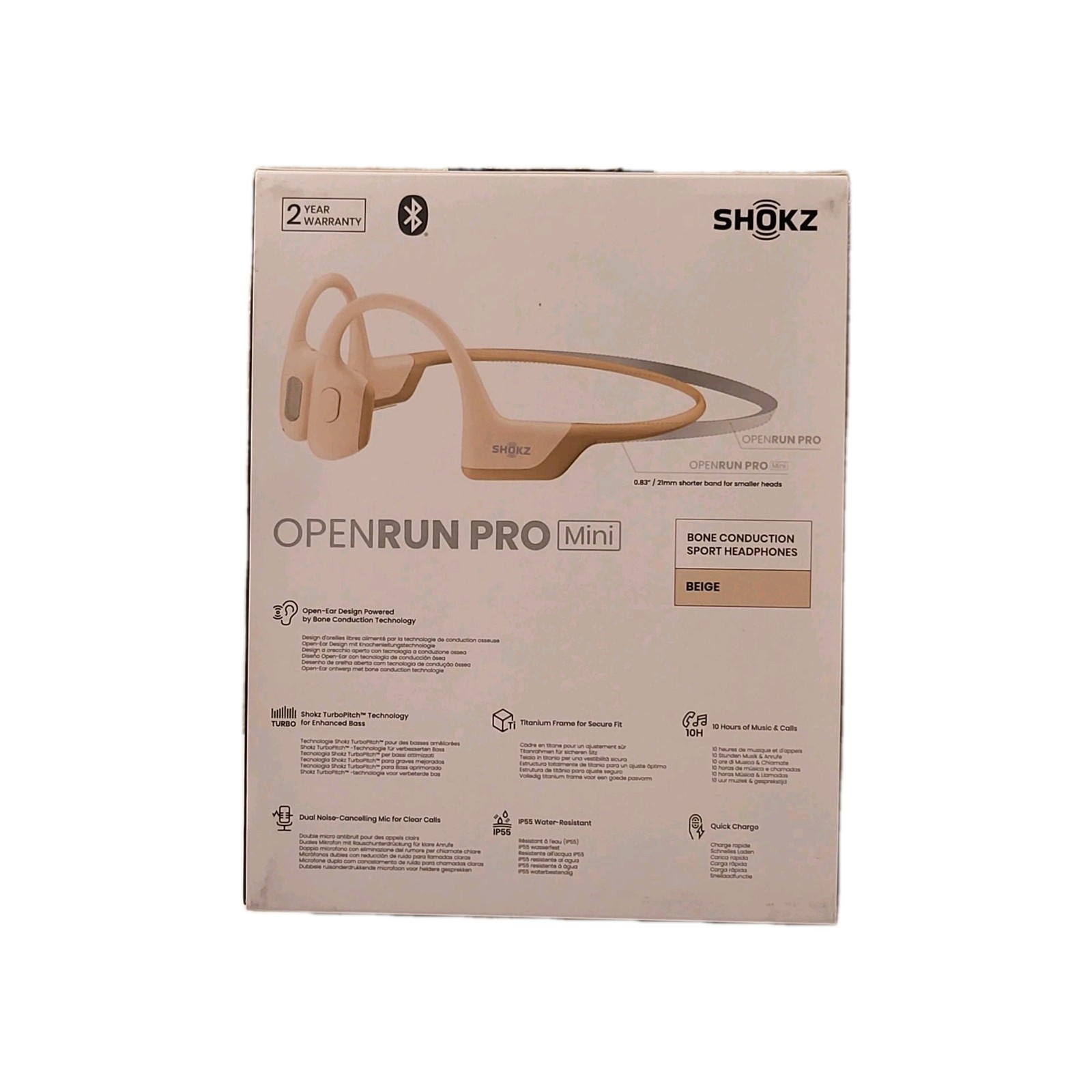 Shokz OpenRun Pro Mini Bluetooth Wireless Headphones w/Case Beige New Open Box