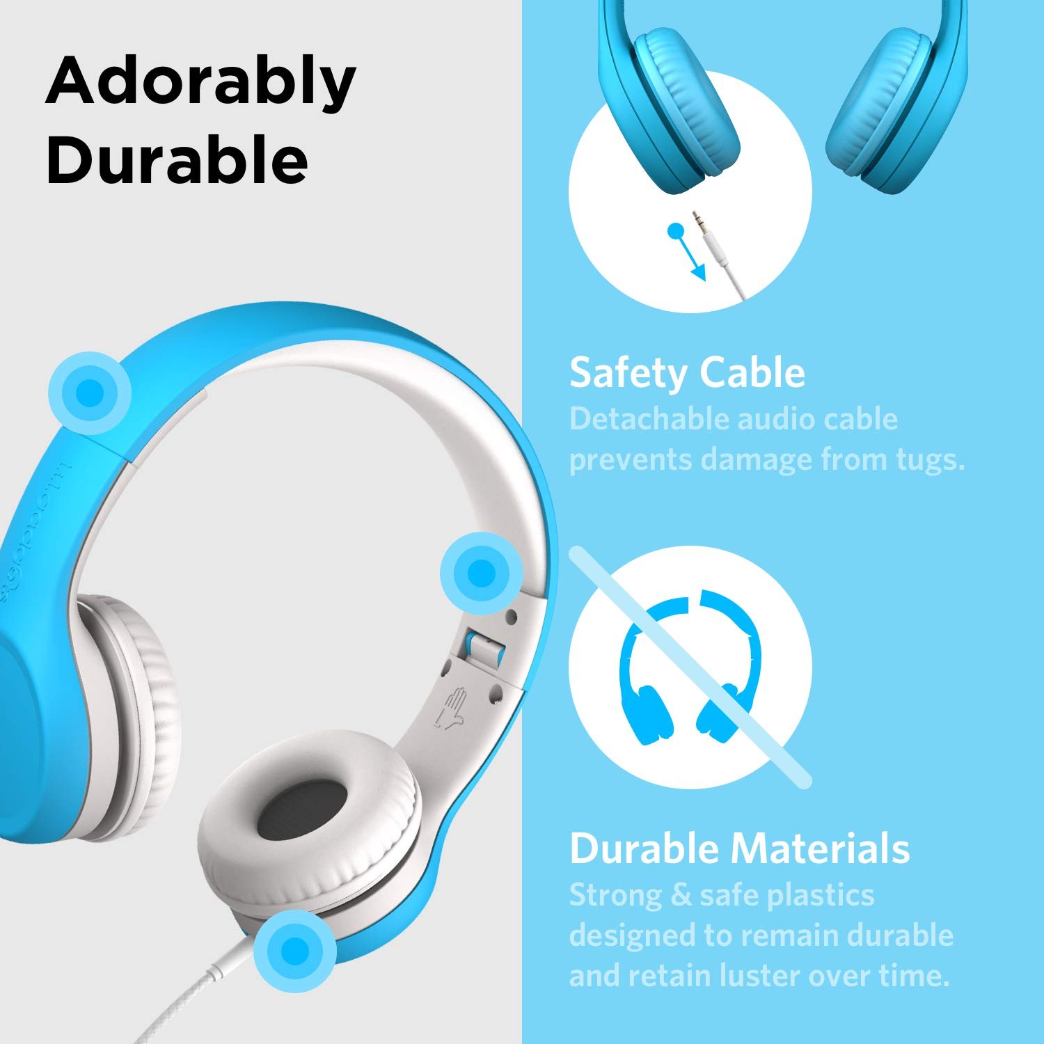 LilGadgets Connect+ Foldable Headphones, Adjustable Fit Soft Touch Padding fo…