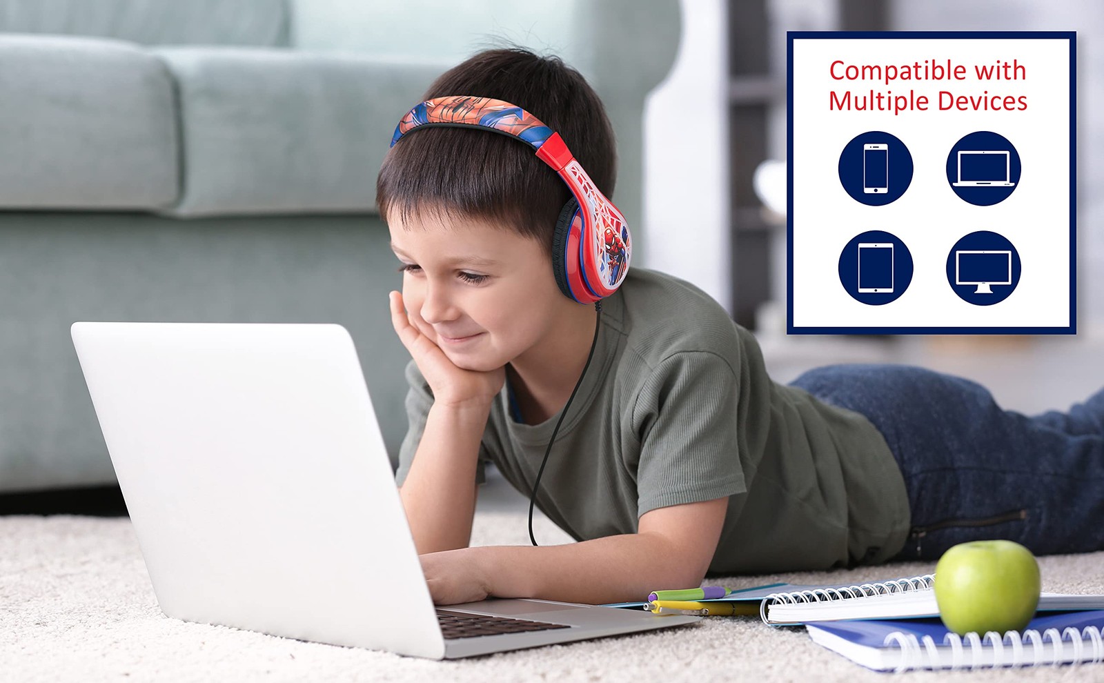 Spiderman Headphones with 3.5mm Audio Jack, Wired Headphones for School, Home…
