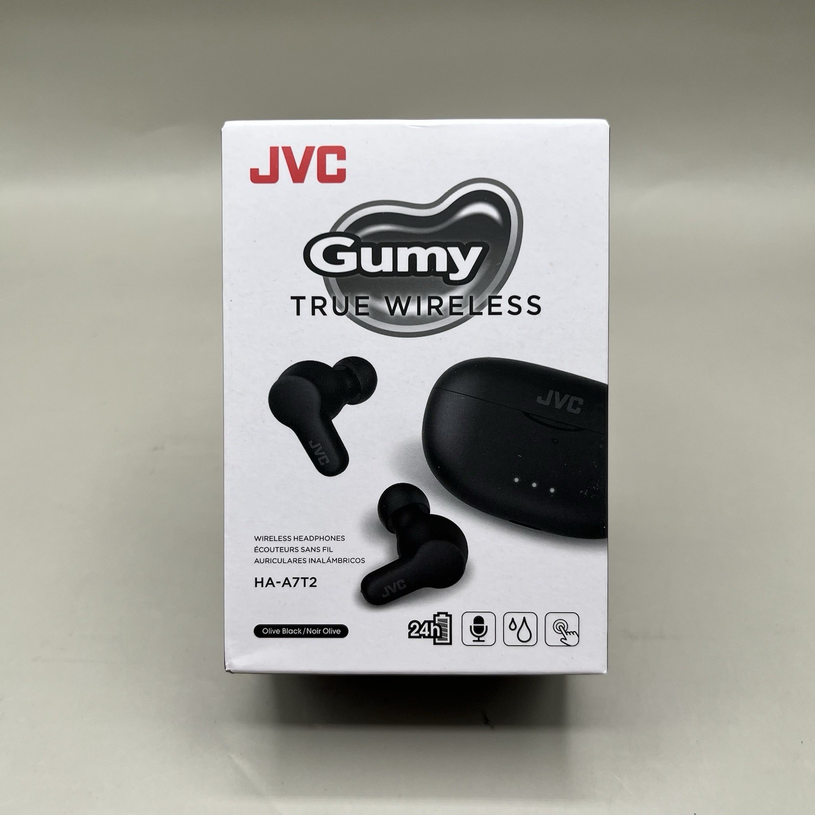 JVC Gumy True Wireless Headphones – Olive Black – Bluetooth Lithium Battery NEW