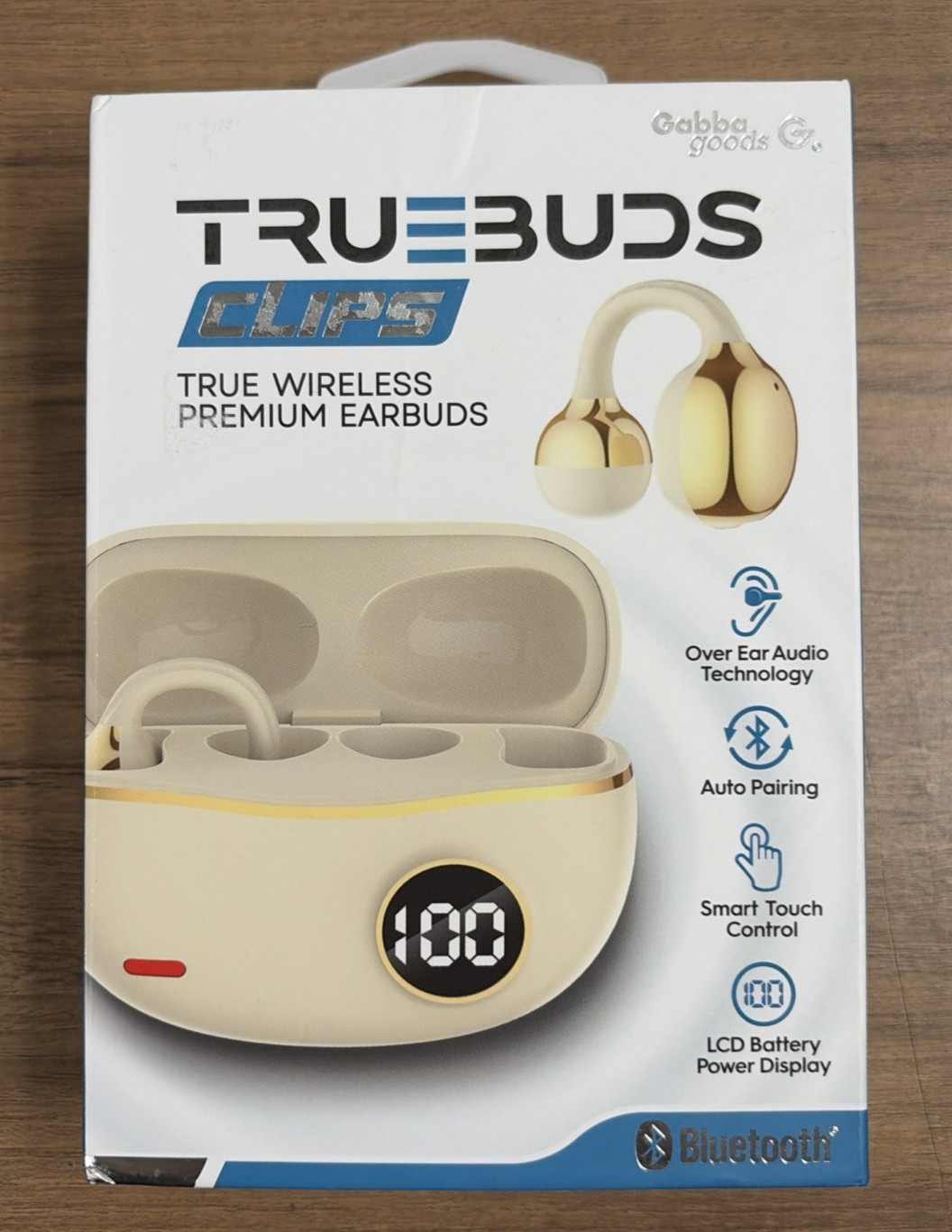 TrueBuds Clips True Wireless Premium Earbuds Gabba Goods Beige Bluetooth New