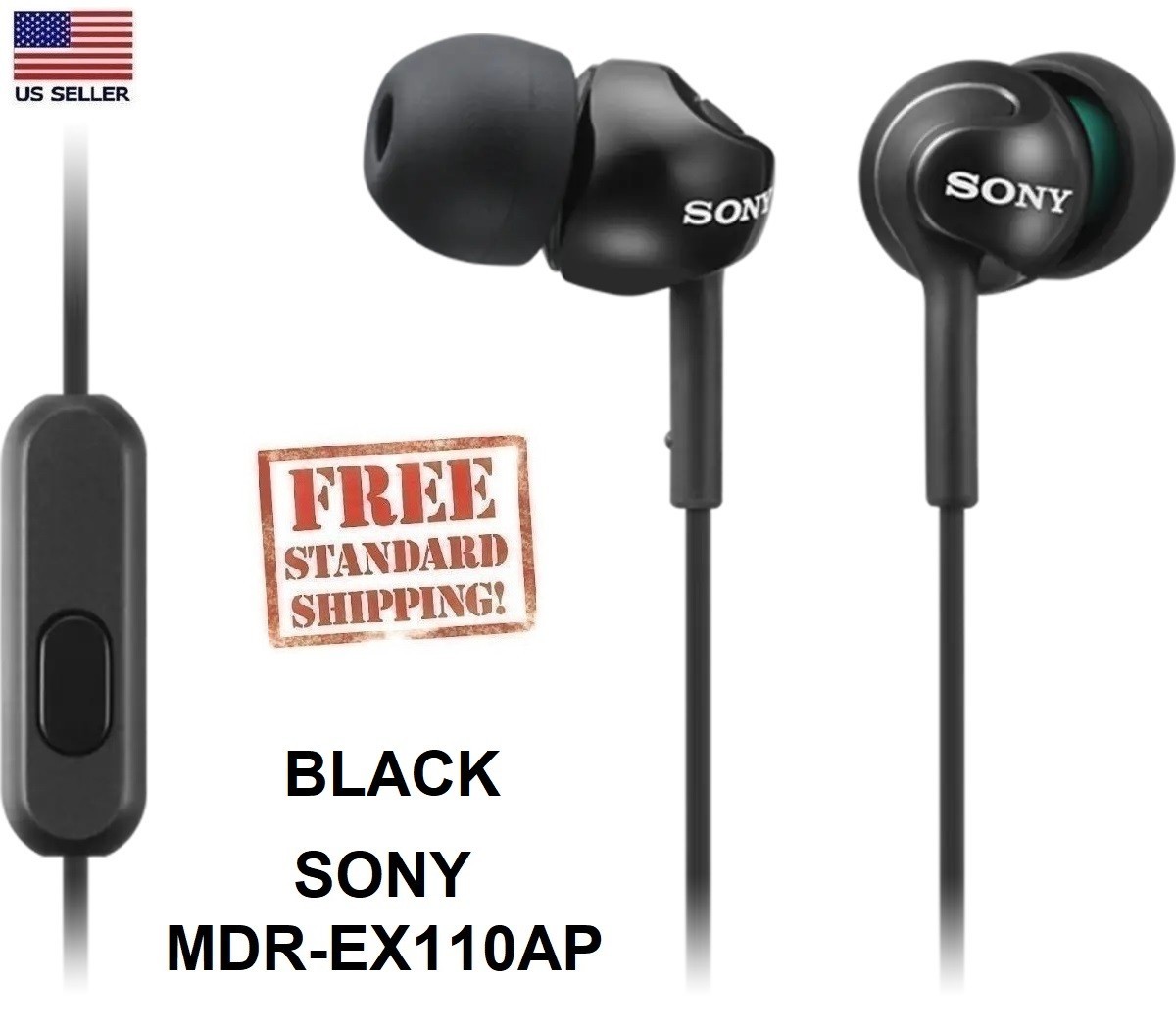 Sony MDR-EX110AP Step-Up EX Series Earbud Headset w/ Microphone Black/Blue/White