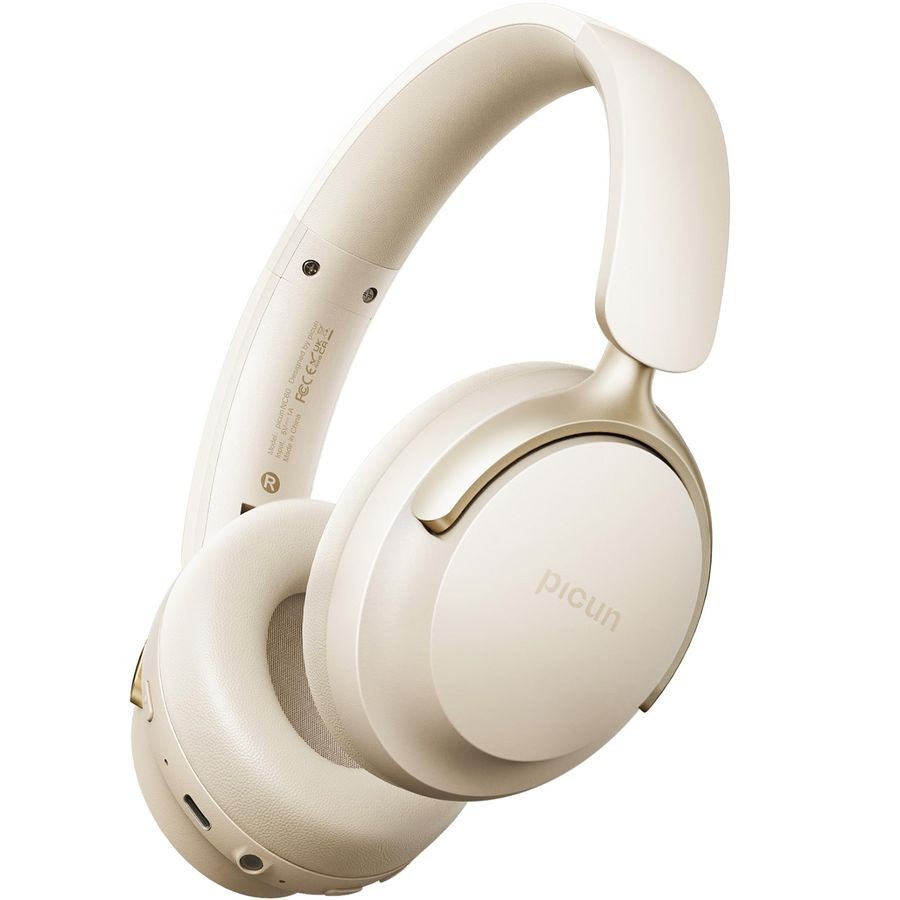 Picun NC60 Hybrid Active Noise Cancelling Bluetooth Headphones 80hr App EQ White