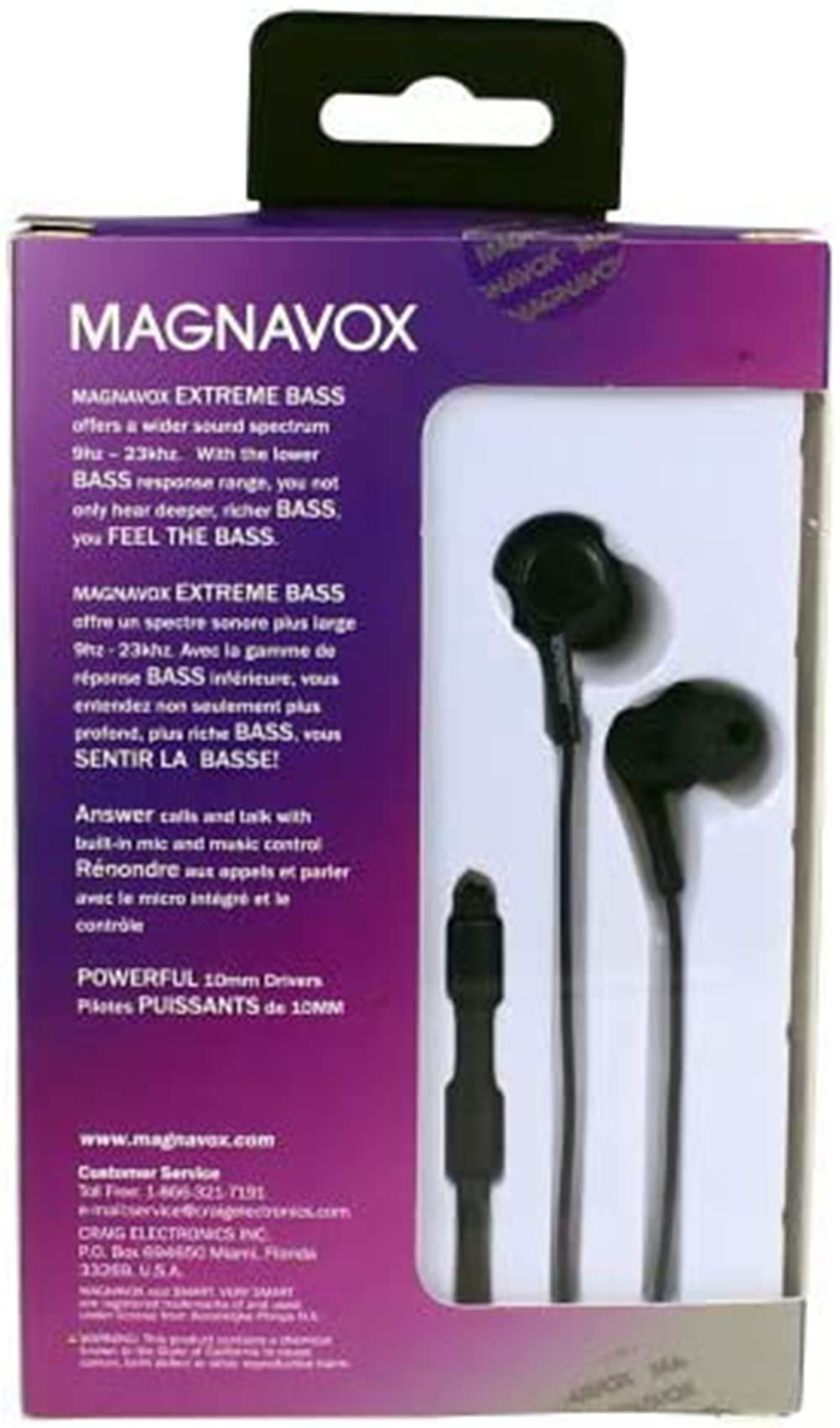 Magnavox MHP4857-BK Ear Buds with Microphone in Black | Available in Black &