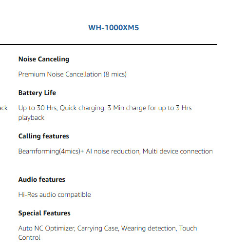 Sony WH-1000XM5 Premium Noise Canceling SILVER Headphones YY2954 30Hr(A16