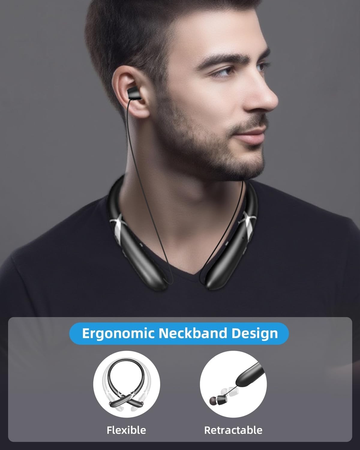 Finpola Neckband Bluetooth Headphones Obsidian Black