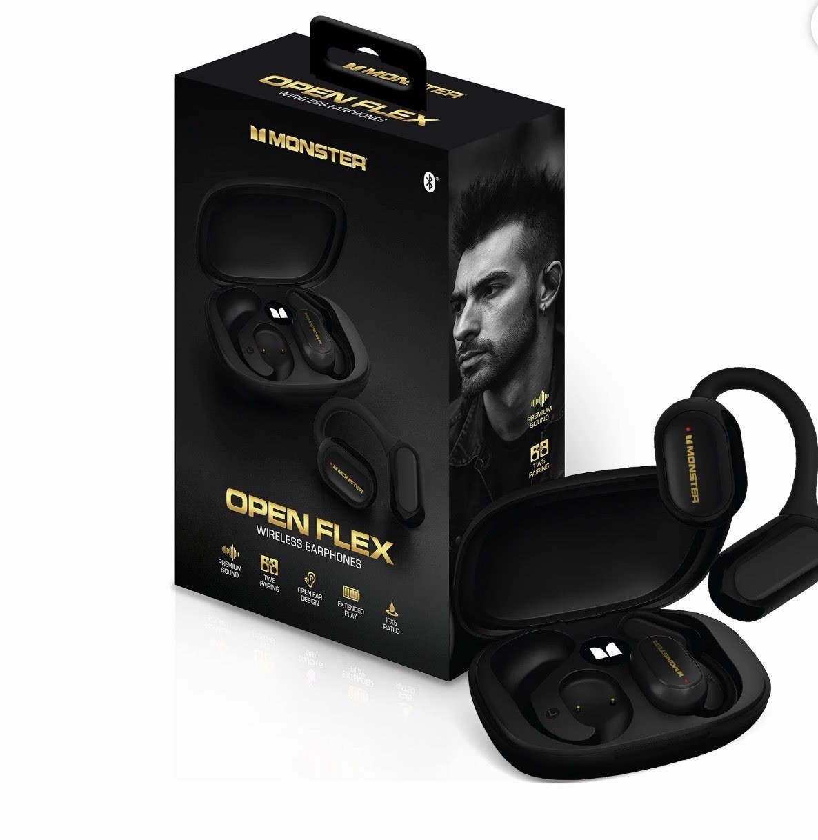 Monster Open Flex Open Ear Wireless Earbuds, Around-Ear Secure Fit Bluetooth