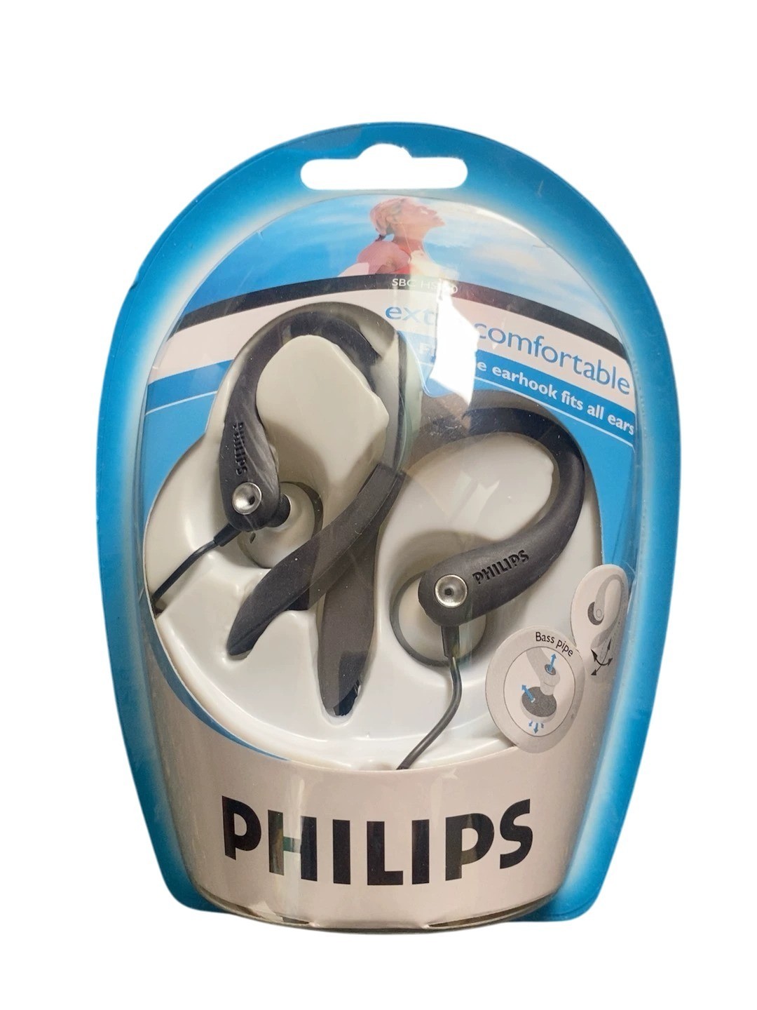 Philips SBC HS320 Vintage Sports Earhook Headphones Wired 3.5mm Black NOS 2005