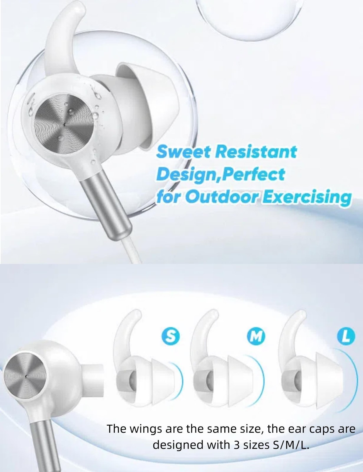 TOPAUX 3.5mm Jack 5FT Anti-Loose Wingtip Wired Earbuds